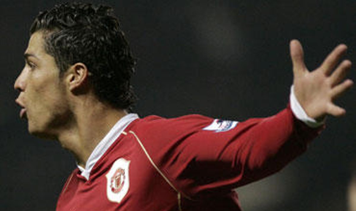 Cristiano Ronaldo  ("Man. United") džiaugiasi įvarčiu, gruodžio 26, 2006.