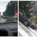 Vilniuje susidūrus BMW ir motociklui buvo sutrikdytas eismas, perėja nusidažė krauju