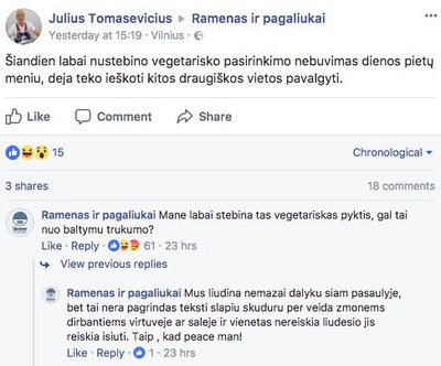 „Ramenas ir pagaliukai“ atsakas į skundą