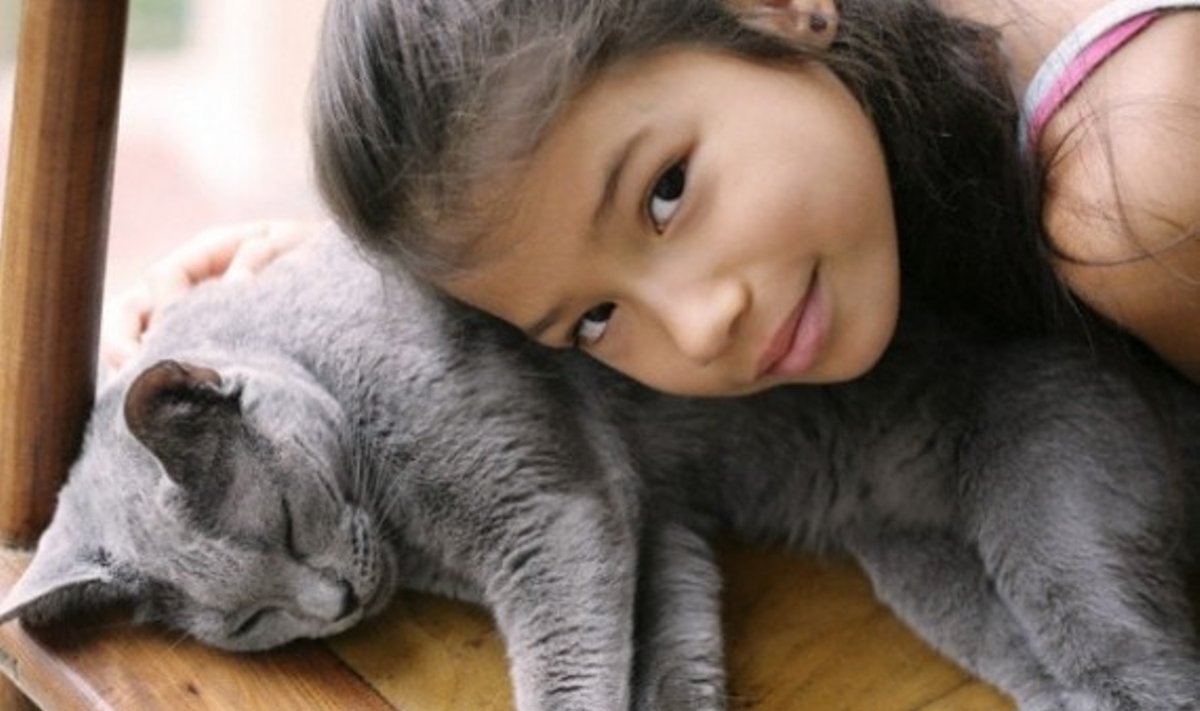 Mergaitė su kačiukas