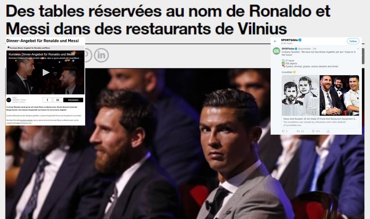 Žinia apie vakarienę Ronaldo ir Messi apskriejo žiniasklaidą