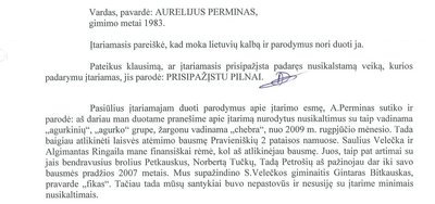 Aurelijaus Permino apklausos protokolas