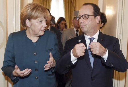Angela Merkel, Francois Hollande'as