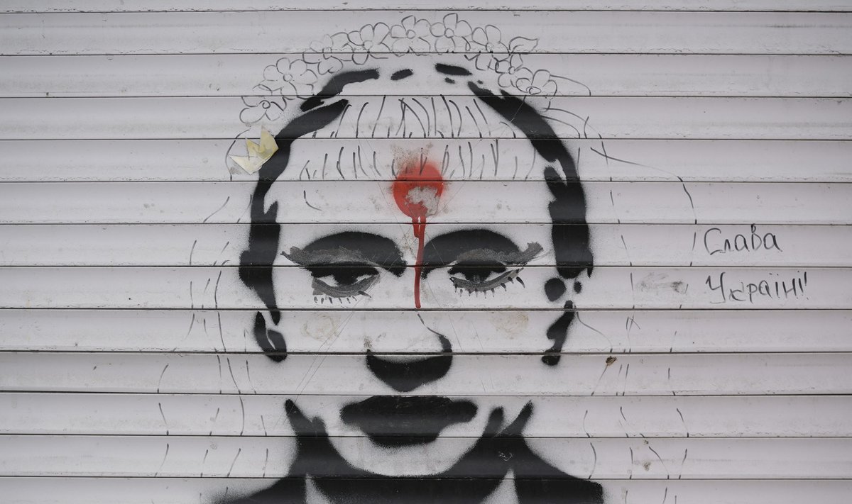 Graffiti, vaizduojantis V. Putiną