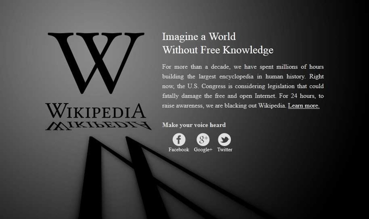 "Wikipedia" protestuoja dėl mėginimų griežtinti kovą su internetiniu piratavimu
