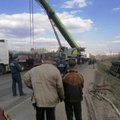 Rusijoje girtas kariškis apvertė „S-400“ vežusį sunkvežimį
