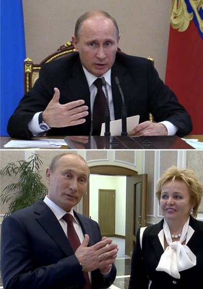 Vladimiras Putinas su vestuviniu žiedu ir be jo