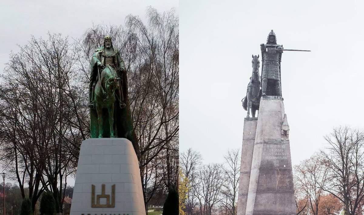 Памятник Гедиминасу в Вильнюсе и Лиде