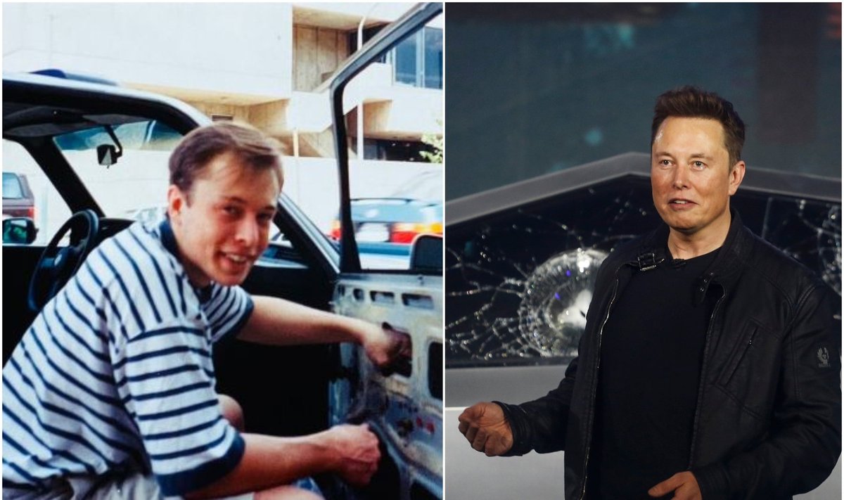Elonas Muskas 1995-siais ir 2019-ais