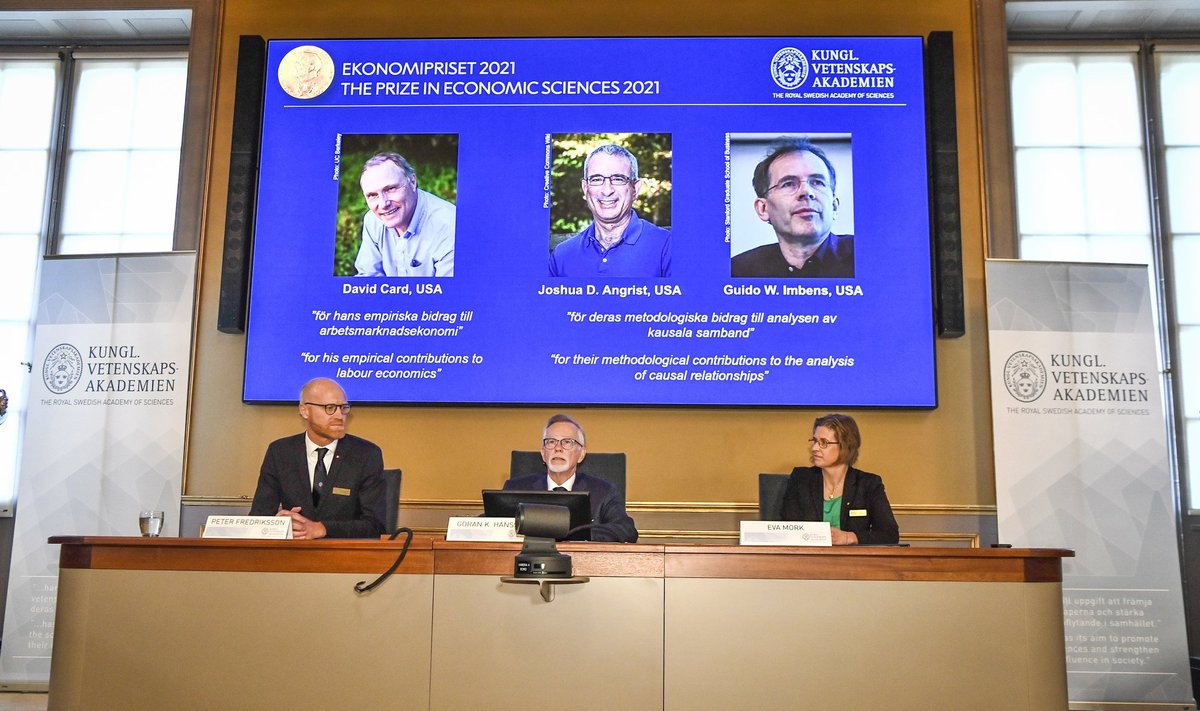 Nobelio ekonomikos premija atiteko D. Cardui, J. D. Angristui ir G. W. Imbensui
