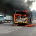 Nufilmuoti Rio de Žaneiro lūšnynų gaujų nariai, įtariami autobusų padegimais